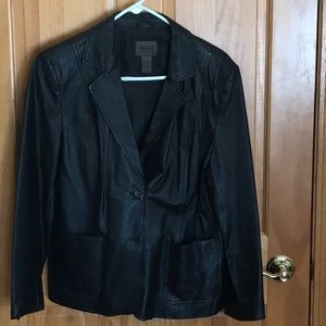 Womens black leather blazer